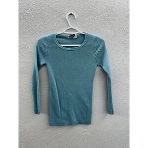 The Villager Womens Top Size Unknown Blue Long Sleeve Ribbed Knit VTG